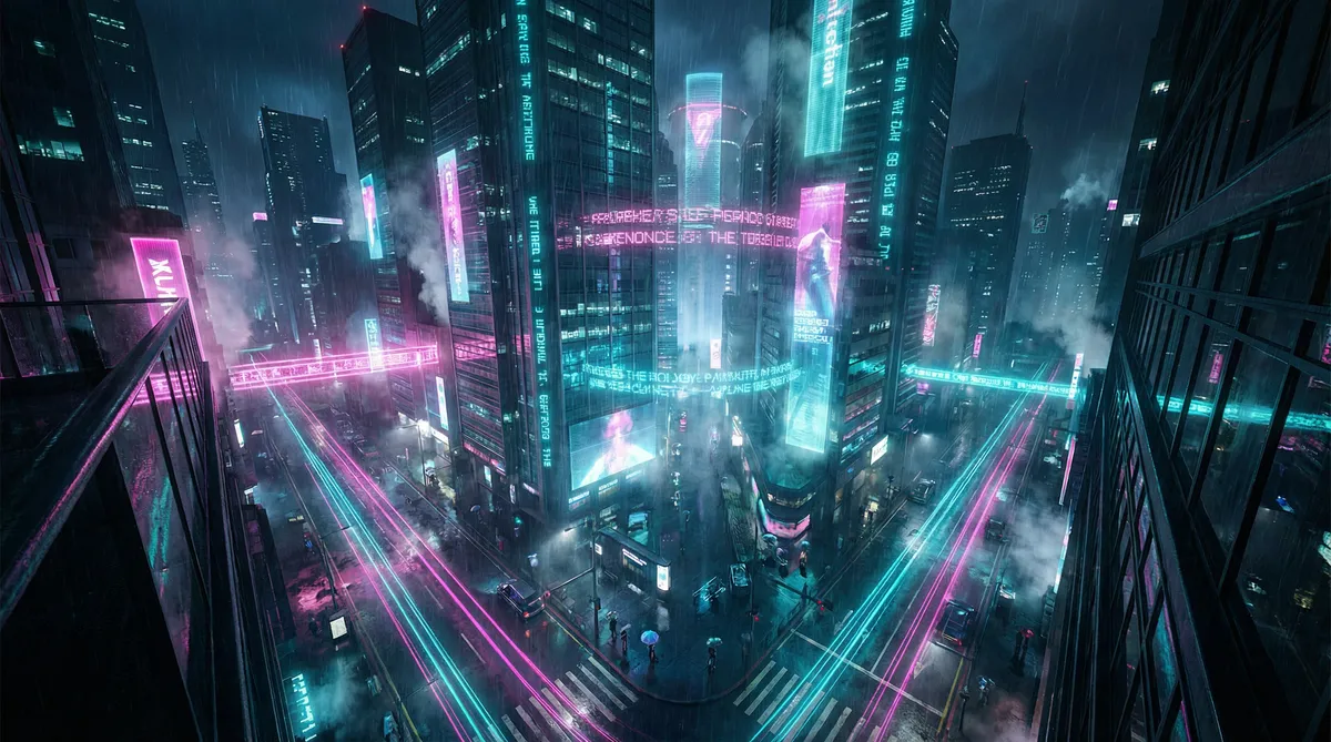 51看片免费视频在观看 竖屏短剧平台首页背景 - 赛博朋克都市夜景